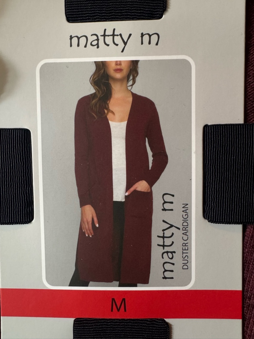 Matty M Burgundy Long Duster Cardigan